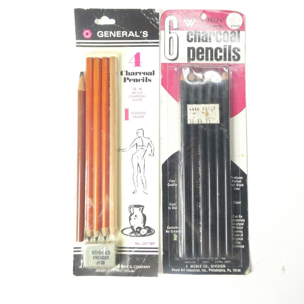 Charcoal Artists Pencils Lot NOS General’s 2B 4B 6B Weber